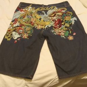 Ed Hardy Shorts 36 waist color blue